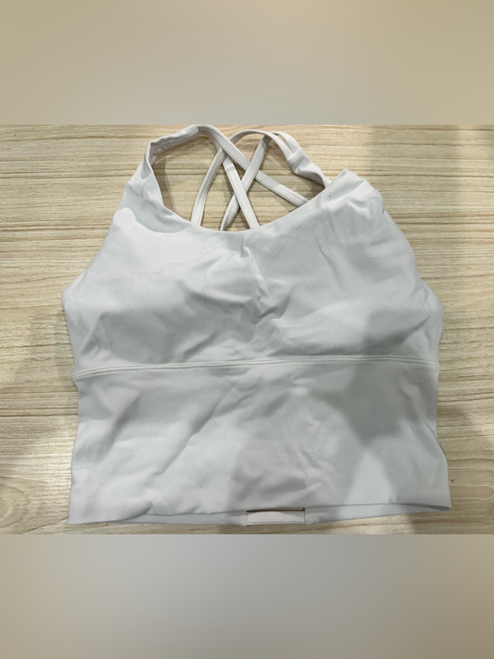NVGTN White Sports Bra with Crisscross Straps